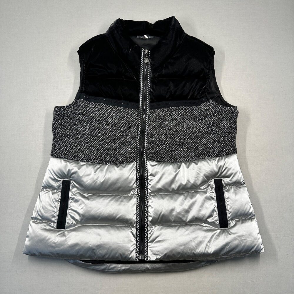 Gorpcore Dolcezza Colorblock Puffer Vest Black Gray Silver XL